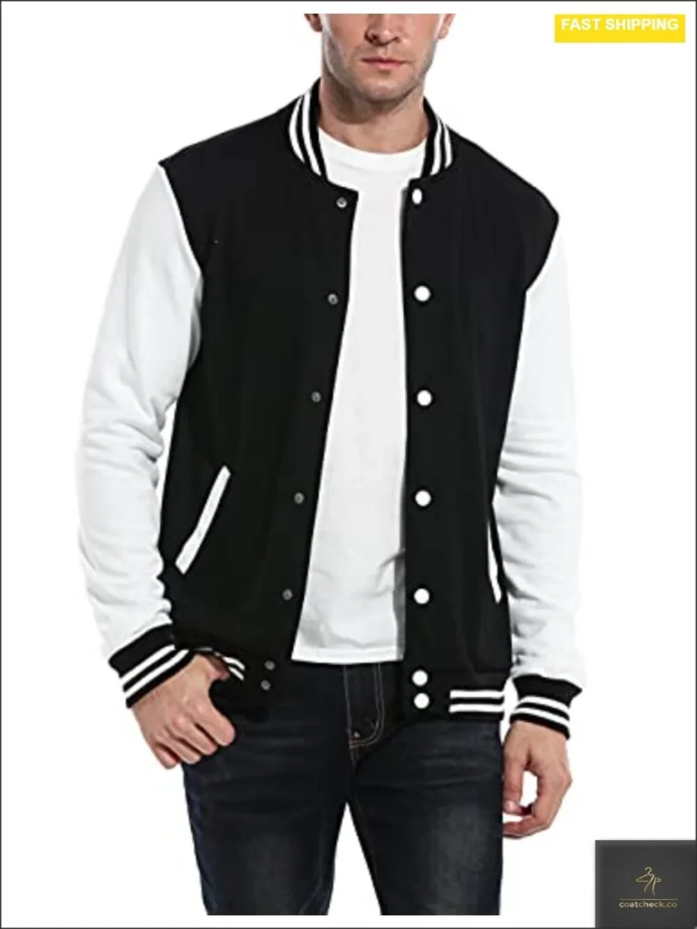 Slim Fit Cotton Varsity Letterman Baseball Bomber Jacket
